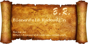 Bienenfeld Radován névjegykártya